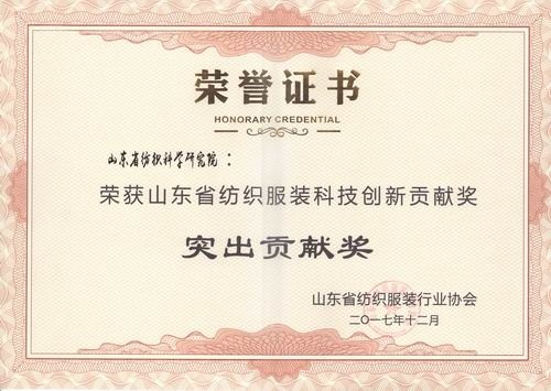 Shandong Textile and Apparel Technology Innovation Contribution Award-Outstanding Contribution Award