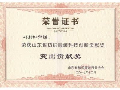 Shandong Textile and Apparel Technology Innovation Contribution Award-Outstanding Contribution Award